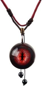 Handmade Gothic Jewelry, Snake-Inspired Eyeball Pendant for Halloween, Gothic Cosplay & Dark Aesthetic Accessories, Deep Red Vertical Pupil Eye Necklace