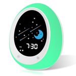 BUTTING Kids Alarm Clock, Toddler Sleep Training Clock with Sun & Moon, Sound Machine, Night Light, Ok to Wake Alarm Clock for Children