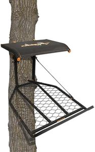 Muddy Boss XL Hang-on, Durable Weather-Resistant Outdoor Hunting Tree Stand, Wide Stance Platform with Fixed Footrest & Flip-Back Flex-Tek Seat, 300 Pound Maximum Capacity