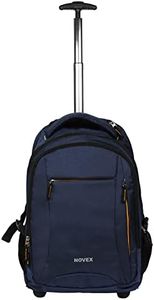 NOVEX Pacific 35 Litre Water Resistant Laptop Trolley Bags for Travel with 3 Compartments 15.6" Roller Case for Office Travel Dark Blue Bag for Men & Women | 2 Wheels Trolley Backpack Laptop