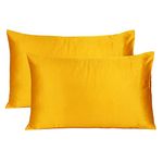 Oussum Satin Silk Pillowcase Pillow Case Covers with Envelop Closure for Hair and Skin Home Bed Decor Set of 2 Pillowcase Free 3 pcs scrunchies (King, Yellow)