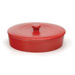 RSVP International Stoneware Tortilla Warmer & Server with Lid, Dishwasher, Microwave and Oven Safe, 10" Dia x 3", Red