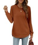 Jescakoo Sweatshirts for Women Long Sleeve Shirts Crewneck Pullover Loose Fit Tops Womens Clothing Trendy 2024 Fall Winter Caramel L