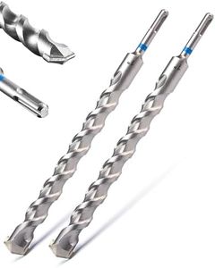toolant SDS Plus Rotary Hammer Drill Bits Set for 1" x12inch 2pcs,Carbide Tipped 2-Cutter for Concrete,Masonry and Brick