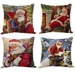 Yuson Girl Set of 4 Christmas Pillow Cushion Cover Sofa Couch Pillowcases for Christmas Home Decoration