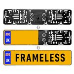 PLEXICLICK® PRO - Number Plate Holder for Cars - Invisible Look - Black - Universal License Plate Holder - For UK 3mm Frames