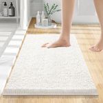 Smiry Luxury Chenille Bath Rug 24''x16'', Extra Soft and Absorbent Shaggy Bathroom Mat Rugs, Machine Washable, Non-Slip Plush Carpet Runner for Tub, Shower, and Bath Room, Ivory