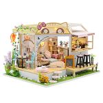 CUTEROOM Dollhouse Miniature with Furniture, DIY Miniature Dollhouse Kit, Handmade Mini Modern Model with LED Lights & Music Box,1:24 Scale Creative Doll House Toys for Children Lover Gift (M2111)