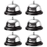 JMIATRY 6 Pack Reception Call Bell, 3.38 inch/8.5cm Diameter Chrome Kitchen Bell, Desk Service Bell Use for Hotels, Schools, Restaurants, Reception Areas, Hospitals, Kitchen and Bars