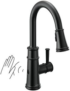 Moen 7260EWBL Belfield Motionsense Wave Sensor Touchless One Handle Pulldown Kitchen Faucet Featuring Power Clean, Matte Black