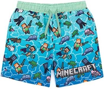 Minecraft Swim Shorts Boys Creeper Characters Game Swimming Trunks 12-13 Years Blue