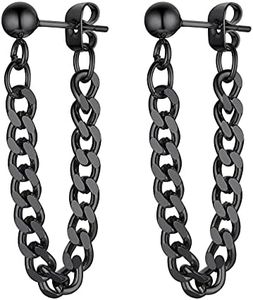 ChainsHouse Stud Earrings for Men Women,316L Stainless Steel/18K Gold/Black Metal, Punk Hypoallergenic Surgical Huggie Hoop Earrings Mens Jewelry Piercing Hoop Earrings, Stainless Steel, Cubic Zirconia