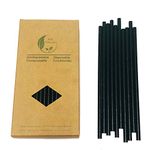 Black Paper Straws, Box of 100 Solid Pure Black Paper Straws, 100% Biodegradable Disposable Drinking Straw for Cafe, Bars, Restaurants