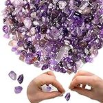 XIANNVXI 400 Pcs Drilled Crystal Chips Beads for Jewelry Bracelet Necklace Making 5-8mm Irregular Polished Natural Amethyst Tumbled Gemstones Chips Beads for DIY Crafting