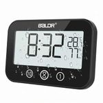 LXSZRPH Digital LCD Waterproof Timer Shower Clock, Waterproof for Water Spray, Bathroom Clock Wall, Two Suction Cup, Displays Time, Temperature, and Indoor Relative Humidity (1, Black)