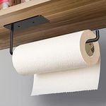 Vanwood Self Adhesive Paper Towel Holder Under Kitchen Cabinet, Paper Towel Rack Stick on Wall, Matte Black Paper Holder Mounted Vertical or Horizontal in Screws or Adhesive, SUS304 Stainless Steel