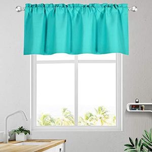 KEQIAOSUOCAI Turquoise Window Valance 52 Inch by 18 Inch Blackout Valance Curtains for Kitchen Bathroom 1 Panel, Teal Blue, 52W x 18L