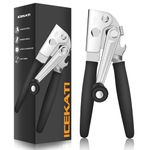 ICEKATI Commercial Can Opener, Can Opener Manual Heavy Duty Easy for Large Cans with Magnet, Folding Hand Crank Can Opener With Comfortable Long Handles, Smooth Edge Can Opener With Carbon Steel Blade