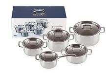 Le Creuset 3-Ply Stainless Steel Cookware Set, 5 Pieces , Silver, 96209400001000