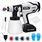 BlumWay Cordless Paint Sprayer,Upgraded HVLP Paint Sprayer with 1L Container, 400W Electric Paint Spray Gun with 4 Copper Nozzles,180° Spray Width for Home Interior, House Painting (with Battery)