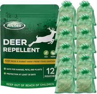 Deer Rabbit Outdoor Repellent Pouches: Deer Deterrent for Garden - Rabbit Repellent for Plants - Safely Repel Deer and Rabbit - Protect Your Yard - 12 Powerful Mint Scent Packs