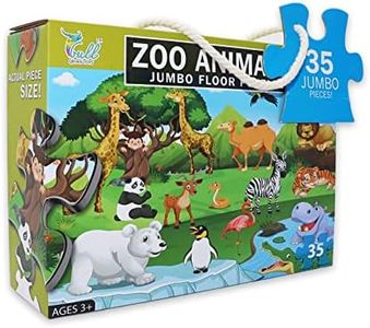 Floor Jigsaw Puzzle for Kids Ages 3-5,Zoo Animails Jumbo Puzzles,35 Pcs Pre-School Educational Puzzle Toys for Children Box Gift Girls Boys(Finish 62 * 46cm)