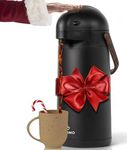 Thermal Coffee Carafe 101Oz w/Wood Trim, Keeps Coffee Hot for 12Hrs & Cold for 36Hrs-Premium Stainless Steel Carafe for Hot Liquids, Easy One-Handed Dispensing for Office, Home, Party, Durable Airpot