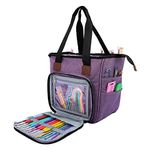 SumDirect Yarn Bag, Knitting Organizer Tote Bag Portable Storage Bag for Yarns, Carrying Projects, Knitting Needles, Crochet Hooks, Manuals and Other Accessories (Purple)