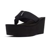 Soda Oxley-S Womens EVA Flip Flop Slip on Platform Sandals, Black, 11