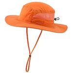 Magracy Unisex Mens Outdoor Wide Brim Sun Hat Summer Adjustable Bucket Fishing Hats UV Protection Safari Hat Foldable Orange