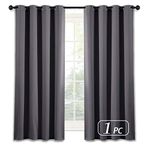 NICETOWN Blackout Curtains Short - Thermal Insulated Microfiber Blackout Window Treatment Panel (1 Panel, 52 x 45 Inch, Grey)