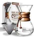 AGOGO Pour Over Coffee Maker Set Drip Pot with 304 Stainless Steel Filters 8 Cup