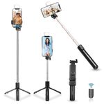 Kratos K2 Selfie Stick with Tripod Stand, 3 in 1 Multifunctional design, Rechargable LED Light with Two Brighness Levels for Make up, Selfie, Vlogging & Photo Shoot, Selfie stick with Bluetooth Remote