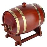 Whiskey Barrel, 3L Premium Simple and Retro Leakproof Oak Aging Barrels with Brackets, Home Wooden Personalized Wine Barrel Dispenser for Storage Wine, Spirits, Beer