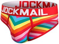 JOCKMAIL Men Underwear Briefs Slip Shorts Sexy Male Panties Striped Breathable Low Waist jocks, Red, XX-Large