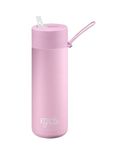 frank green Reusable Water Bottle with Straw lid, Ceramic Insulated Water Bottles with Triple Wall Vacuum, Stainless Steel Drinks Bottle for Work/Gym - Khaki 20oz/595ml (Lilac Haze)