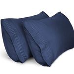 Lirex Pillow Cases (2 Pack), 1800 Thread Count Embroidered King Size Soft Brushed Microfiber Pillowcases, Machine Washable Wrinkle Free Breathable (Blue, King)