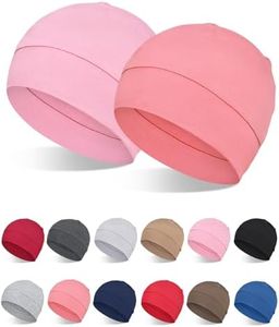 FocusCare 2Pcs/4Pcs 100% Bamboo Viscose Beanies for Men Women Helmet Liner Lightweight Sleeping Cap for Chemo Hair Loss, Light Pink & Coral Pink, One Size