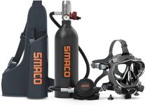 SMACO Mini Scuba Tank for Novice Diver Scuba Tank Scuba Cylinder with 1L Capacity Support About 15 Minutes Underwater Breathing for Aquatic Fishing/Recreational Diving/Backup Gas, Package-G Black