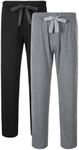 DAVID ARCHY Men's Comfy Jersey Soft Cotton Knit Pajama Long John Lounge Sleep Pant in 2 Pack (L, Black/Heather Gray)