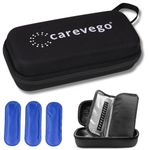 CareVego Ethylene Vinyl Acetate (Eva) Insulin Pen Travel Safe Cooler Ice Bag Hard Eva Case With 3 Cooler Ice Pack (Black)