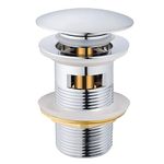 [Push Button Design] Hapilife Modern Brass Clicker Clack Sprung Plug Bathroom Sink Basin Pop Up Waste Slotted with Overflow