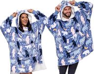 Funziez! Sherpa Bear Constellation Oversized Wearable Blanket - Plush Adult Hooded Sweatshirt - Big Warm Fleece Blanket Hoodie (Blue, One Size)