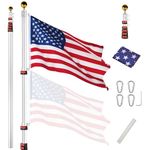 Yescom Upgraded 30ft Telescopic Flag Pole Kit 16 Gauge Heavy Duty Aluminum Flagpole 3'x5' US Flag & Ball Top for Commercial Residential Outdoor