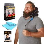 Dr Fix Cervical Neck Traction Device for Instant Neck Pain Relief at Home | Elastic Band (Dark Blue, 17-20)