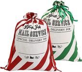 2 Pack Christmas Santa Sack Canvas Bags Bulk, 27.5 x 19. Inch Xmas Large Drawstring Christmas Bags Reusable Gift Bags for Holiday Presents Birthday Gift Party Favor Wrapping Candy Bag