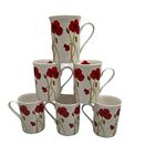 tamergifts Fine Bone China Set of 6 Mugs (Poppy Stem Mugs Panama)