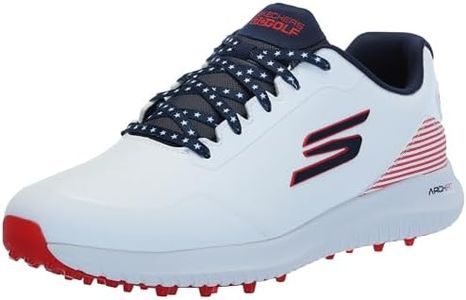 Skechers Men's Max 2 Arch Fit Waterproof Spikeless Golf Shoe Sneaker, White/Navy/Red, 10.5