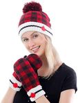 Belle Dame Maple Leaf Canadian Themed Winter Beanie Hat Mittens Gloves Set Warm Knit with Fleece Lined (HT497/GL497)