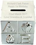 Go Find A Gift Personalised Engraved Silver Plated ABC Moneybox with raised detail